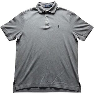 Polo Ralph Lauren Polo Shirt Mens M Gray Solid Short Sleeve Cotton Knit Top